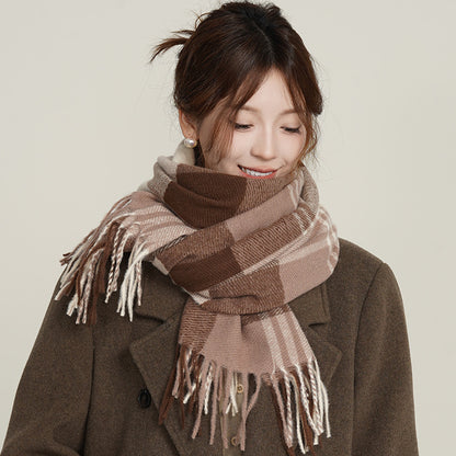 Women's Artificial Cashmere Warm Thickened Outer Shawl Scarfs