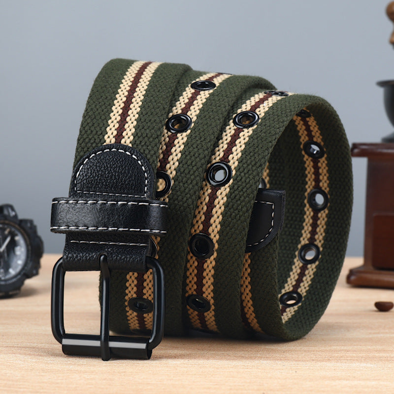 Men's Canvas Woven Casual Tooling Korean Style Belts