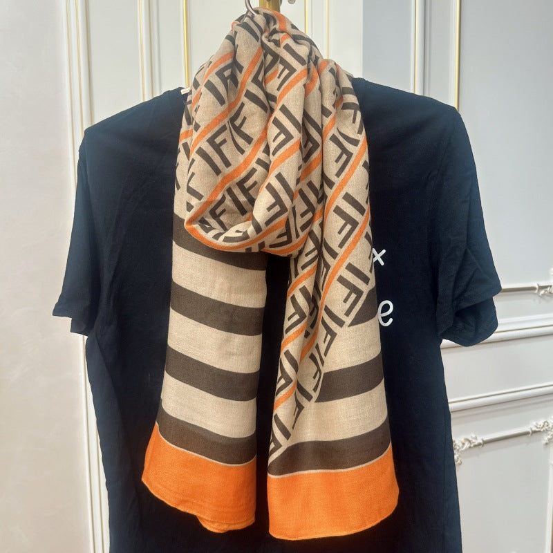 Women's Live Printed Cotton Linen Warm Outer Scarfs