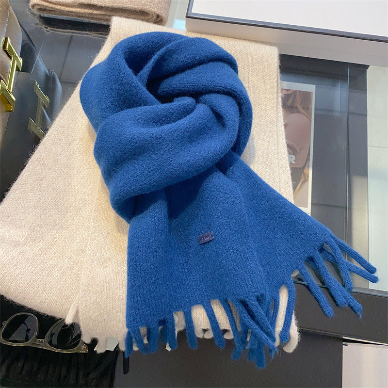 Pure Wool Female Winter High Sense Tassel Warm Scarfs