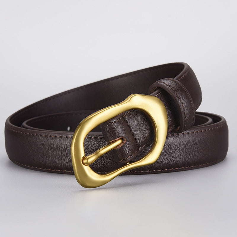 Women's Summer Pin Buckle Genuine Leather Thin Belts