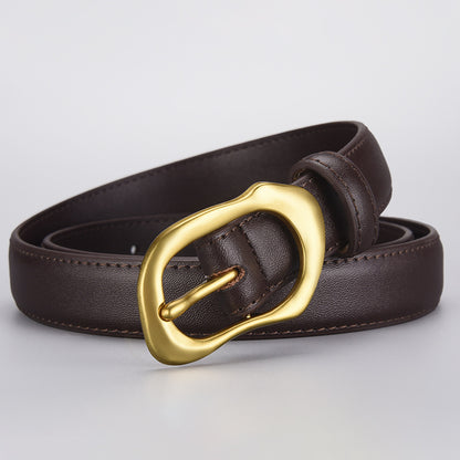 Women's Summer Pin Buckle Genuine Leather Thin Belts