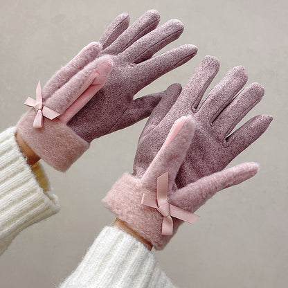 Women's For Winter Fleece-lined Thick Suede Touch Gloves