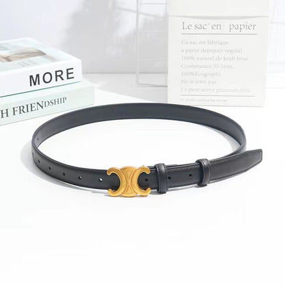 Women's Arc Cowhide Decorative Waist Chain Black Belts