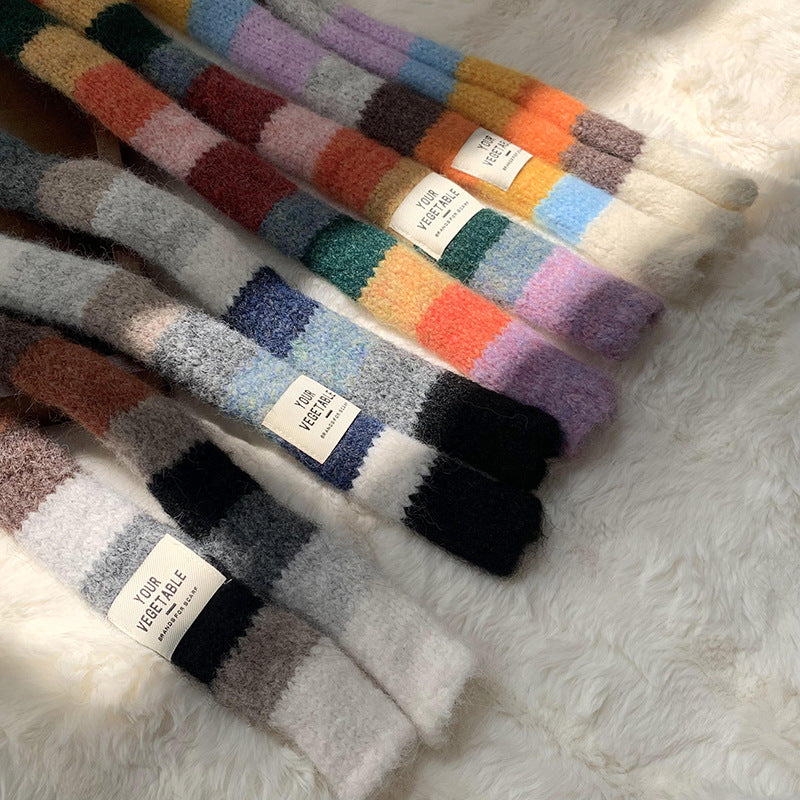 Women's Sweet Cool Hot Style Mohair Contrast Color Scarfs