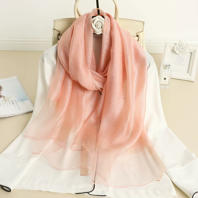 Women's Solid Color Fashionable Mulberry Silk Long Scarfs