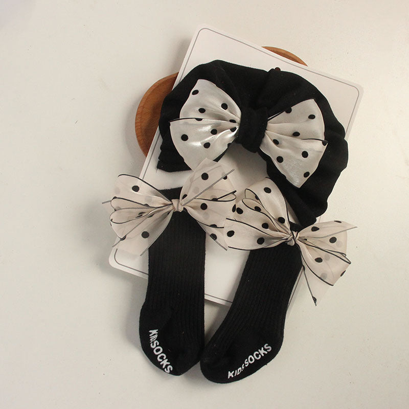 Black White Polka Dot First Month Kids' Headwear