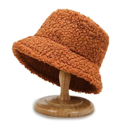 Women's Pure Color Lamb Wool Korean Fashion Thick Hats & Caps