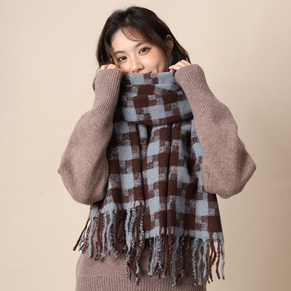 Women's Plaid Korean Thickened British Shawl High-grade Scarfs