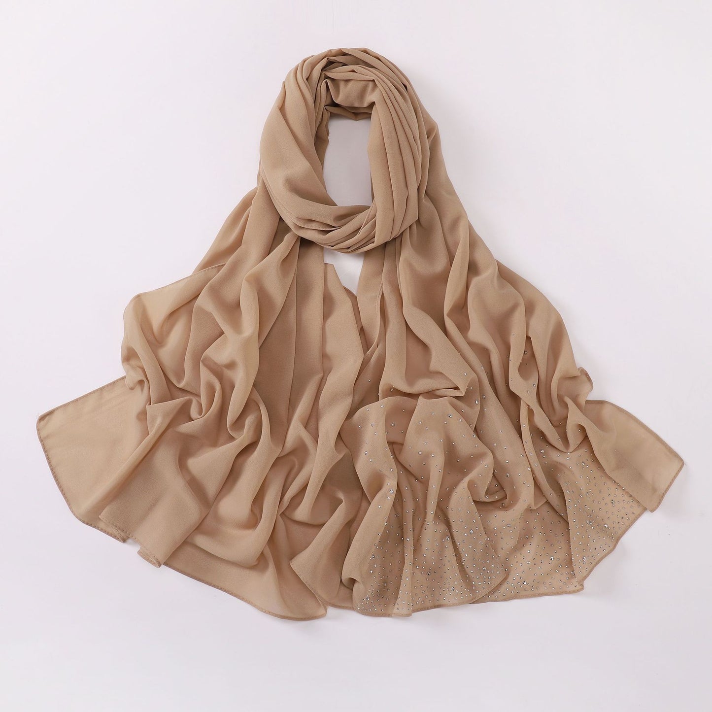 Irregular Starry Rhinestone Chiffon Hui Indonesian Scarfs