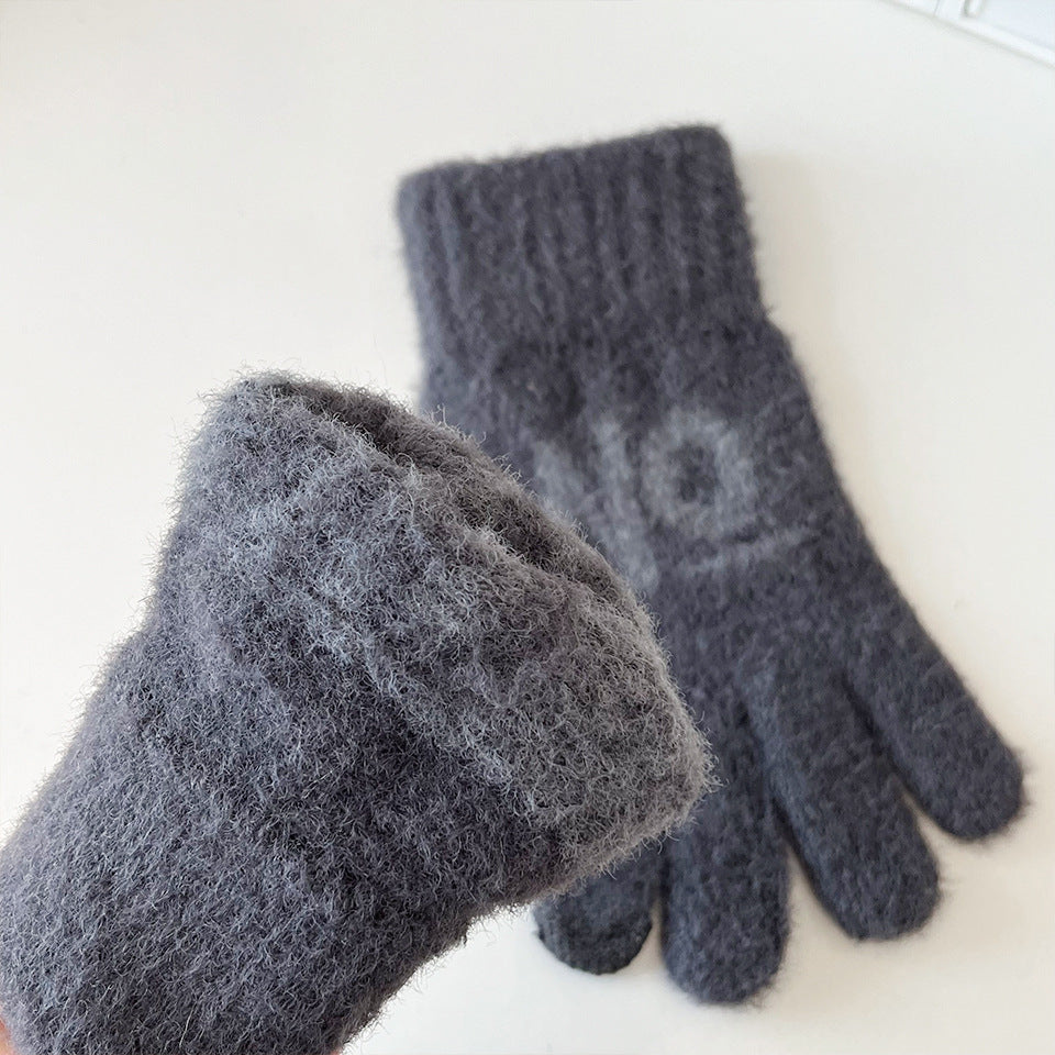 Men's Wool Keep Warm Winter Cold Protection Thickening Woolen Jacquard Gloves