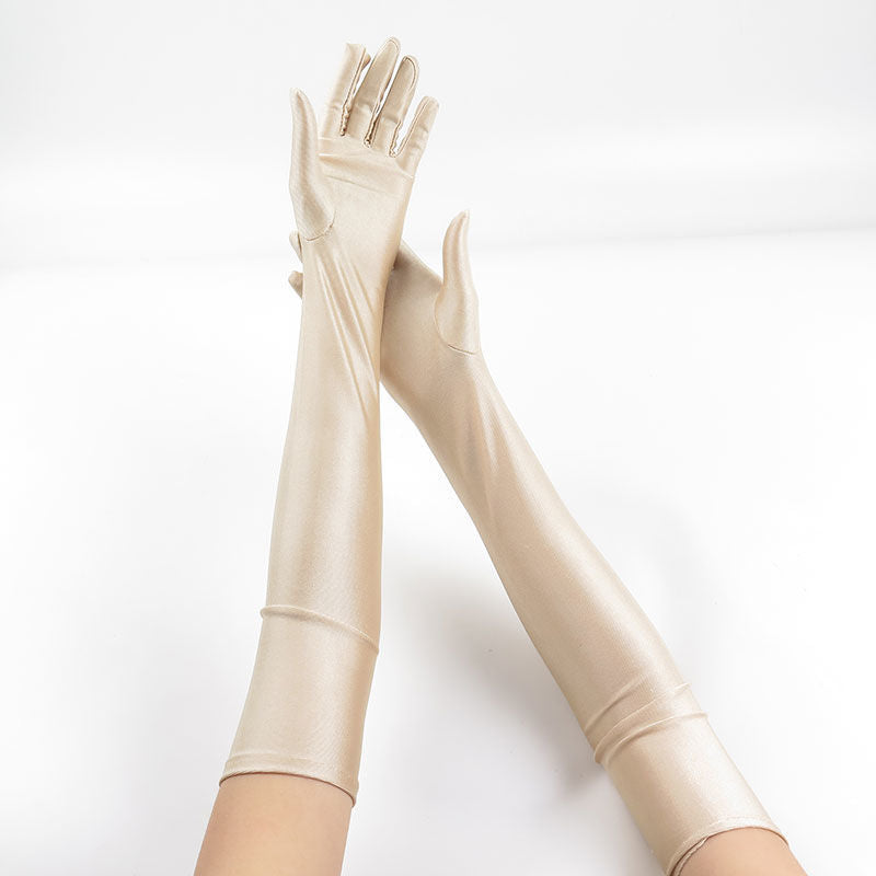 Women's Thin Long Stretch Cycling Bridal Wedding Evening Gloves