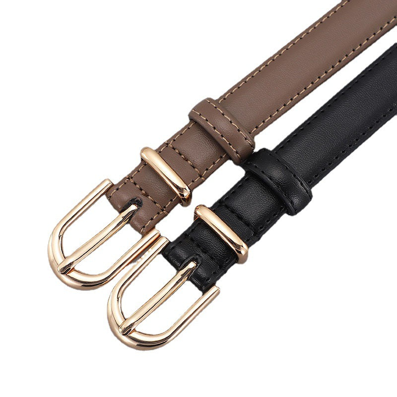 Women's Alloy Pin Buckle Cowhide High-grade Simple Belts