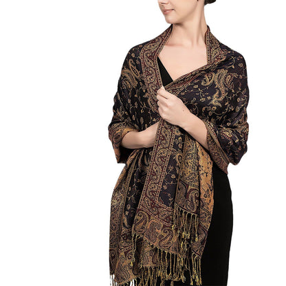 Women's Style Vintage Tassel Shawl Paisley Jacquard Scarfs