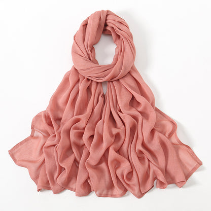 Malay Indonesian Rayon Monochrome Wide-brimmed Thin Scarfs