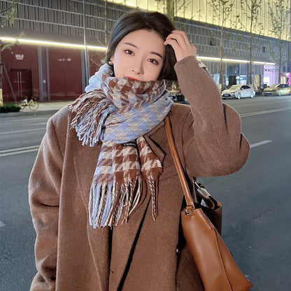 Women's High-grade Plaid Shawl Autumn Versatile Fashion Double-sided Scarfs