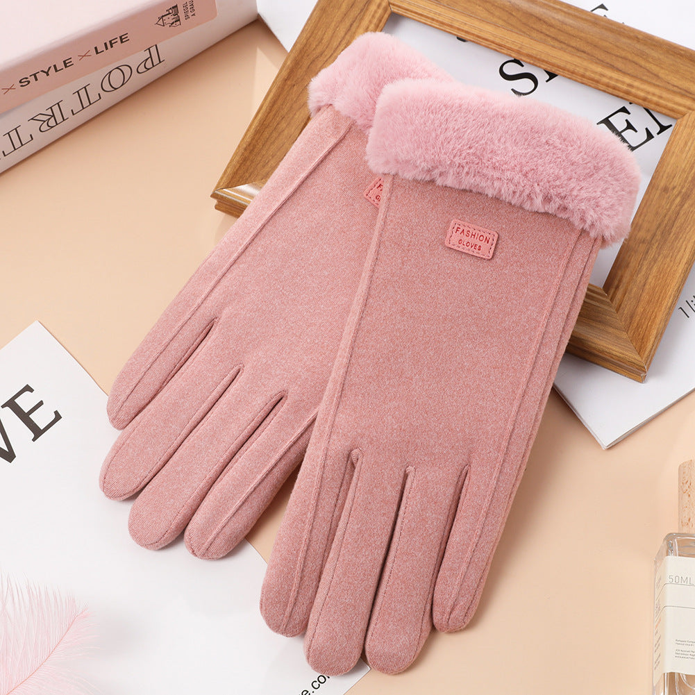 Women's Driving Fleece-lined Thickened Cold Protection Mobile Gloves