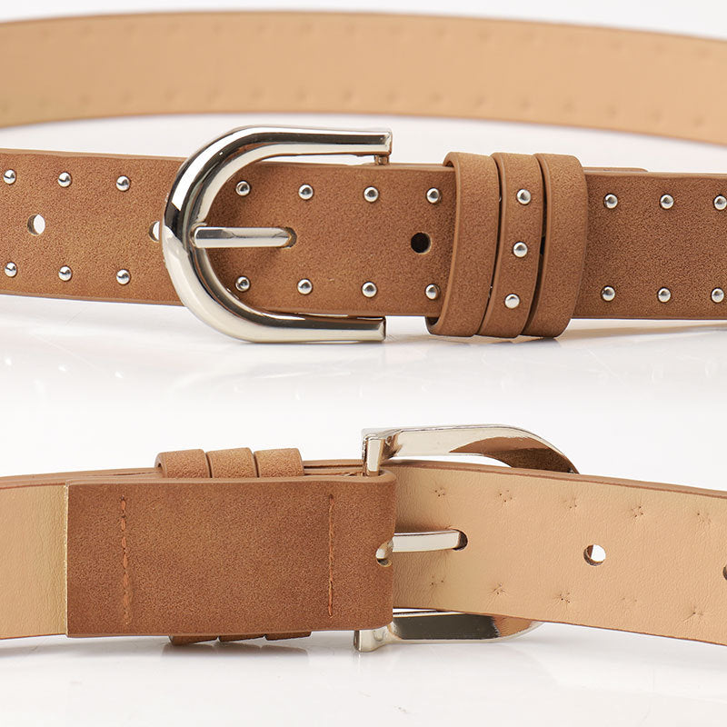 Women's Unique Suede Leather Rivet Retro Easy Belts