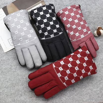 Women's Warm Cute Cycling Cold Protection Windproof Thickening Gloves