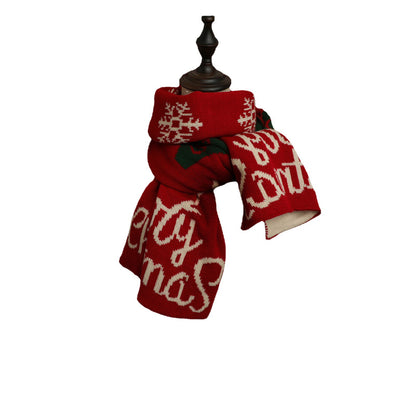 Knitted Wool Red Deer Elk Printing Scarfs