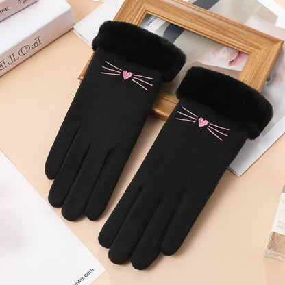 Women's Driving Fleece-lined Thickened Cold Protection Mobile Gloves