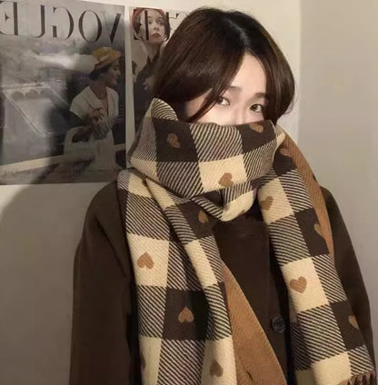 Women's Korean Plaid Thickened Warm Female Fashion Scarfs