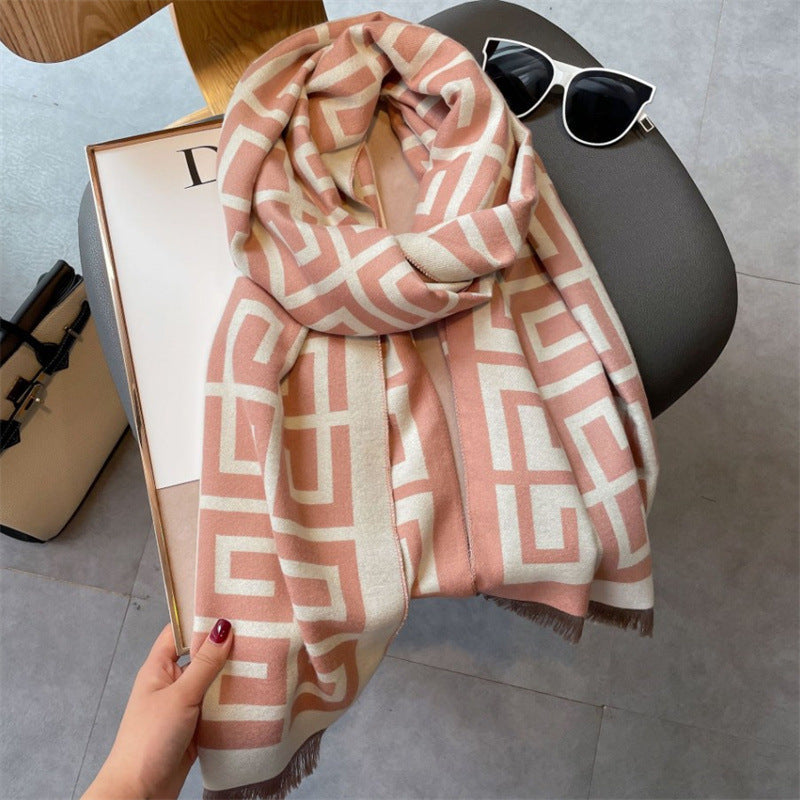 Women's Live Broadcast Artificial Cashmere Geometric Jacquard Scarfs