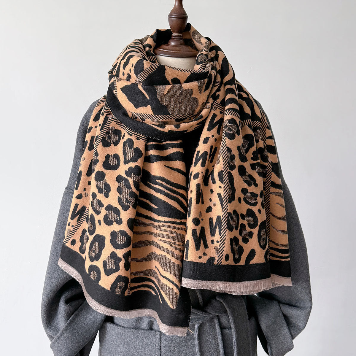 Zebra Pattern Stitching Fashionable Elegant Warm Scarfs