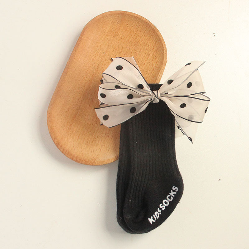 Black White Polka Dot First Month Kids' Headwear