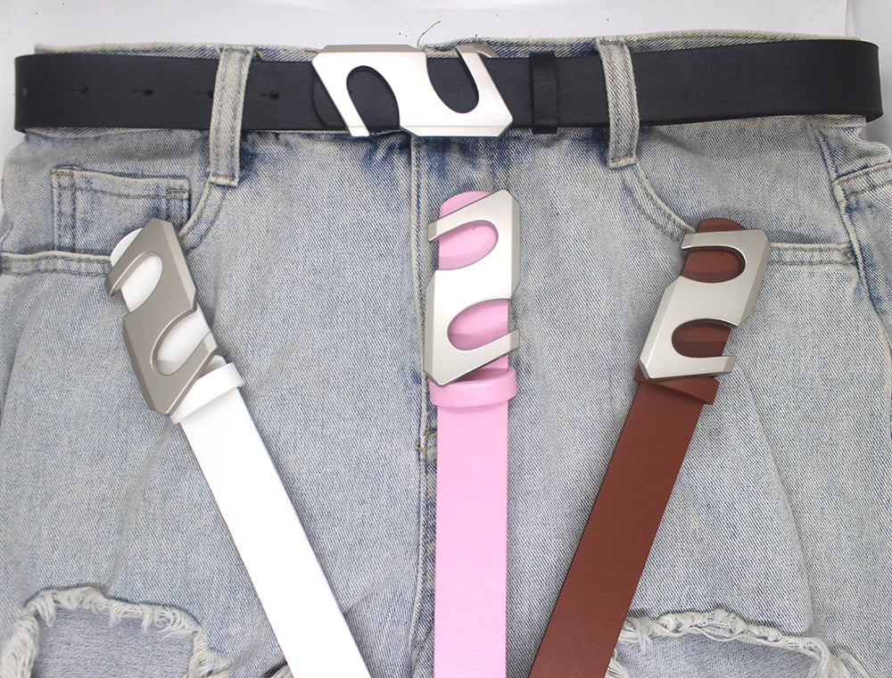 Trendy English Letter Buckle Head Jeans Belts