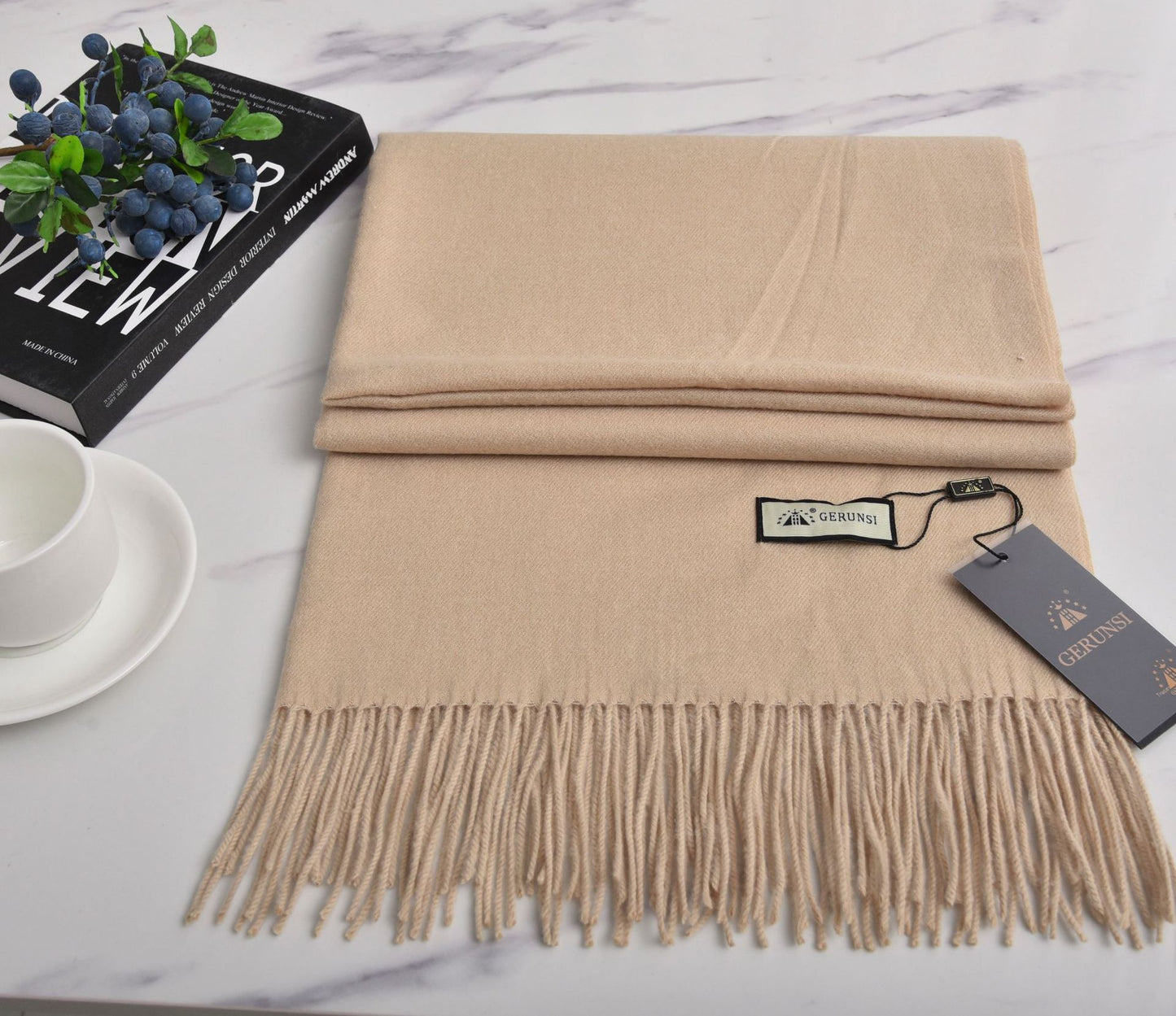 Women's Pilling Ge Solid Color Cashmere Thick Soft Wool Scarfs