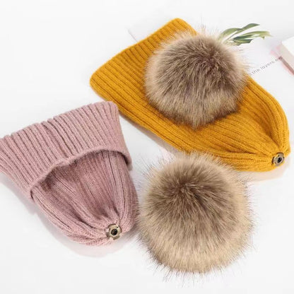 Trendy Boys Winter Big Fur Ball Kids' Headwear