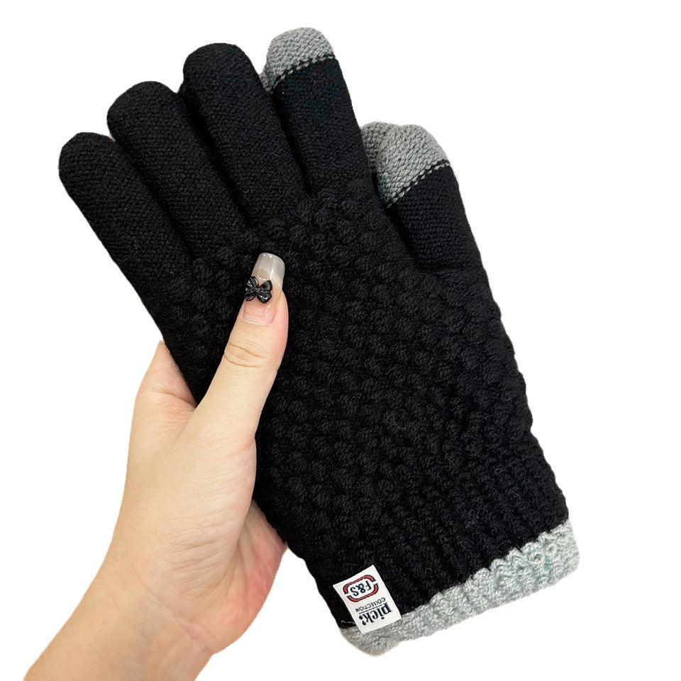 Women's Wool Winter Double Layer Warm Veet Padded Gloves