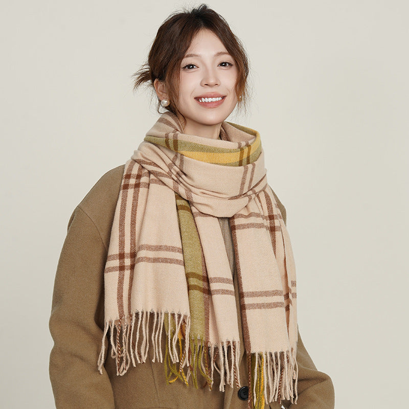 Women's High-grade Warm Elegant Plaid Shawl Scarfs