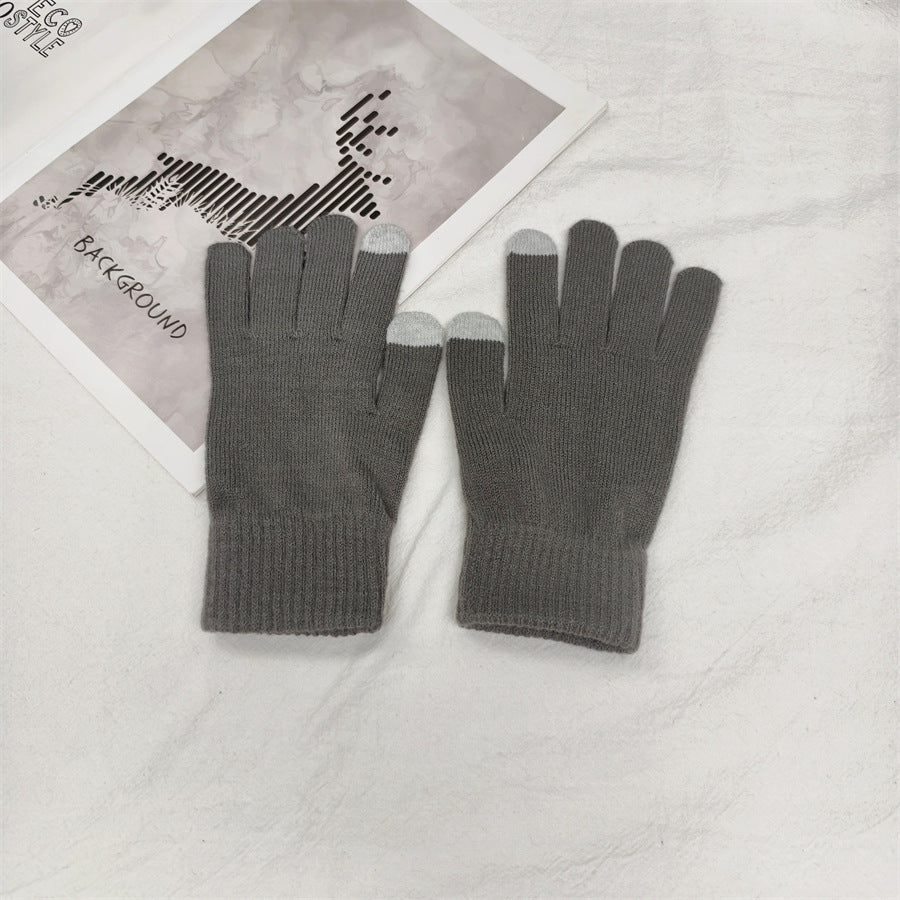 Female Winter Pure Color Warm Keeping Gloves