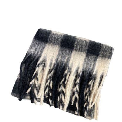 Women's Mohair Winter High-grade Plaid Artificial Cashmere Lovers Wild Warm Scarfs