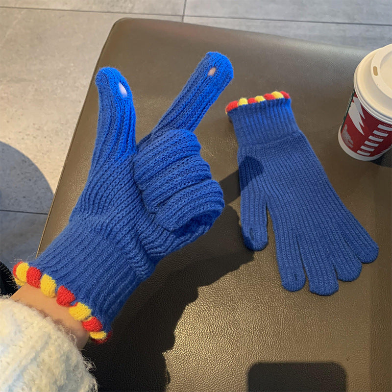 Women's Wool Knitted Solid Color Touch Screen Gloves