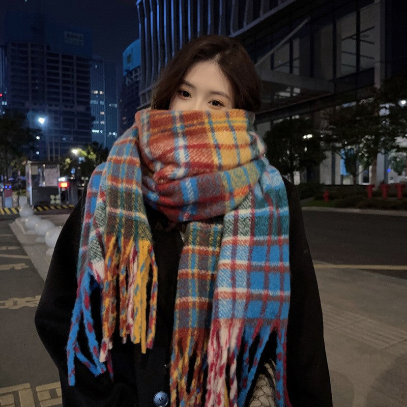 Black White Plaid Winter Warm Thickened Scarfs