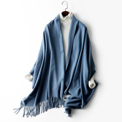 Women's Korean Solid Color Long Thickened Wool Scarfs