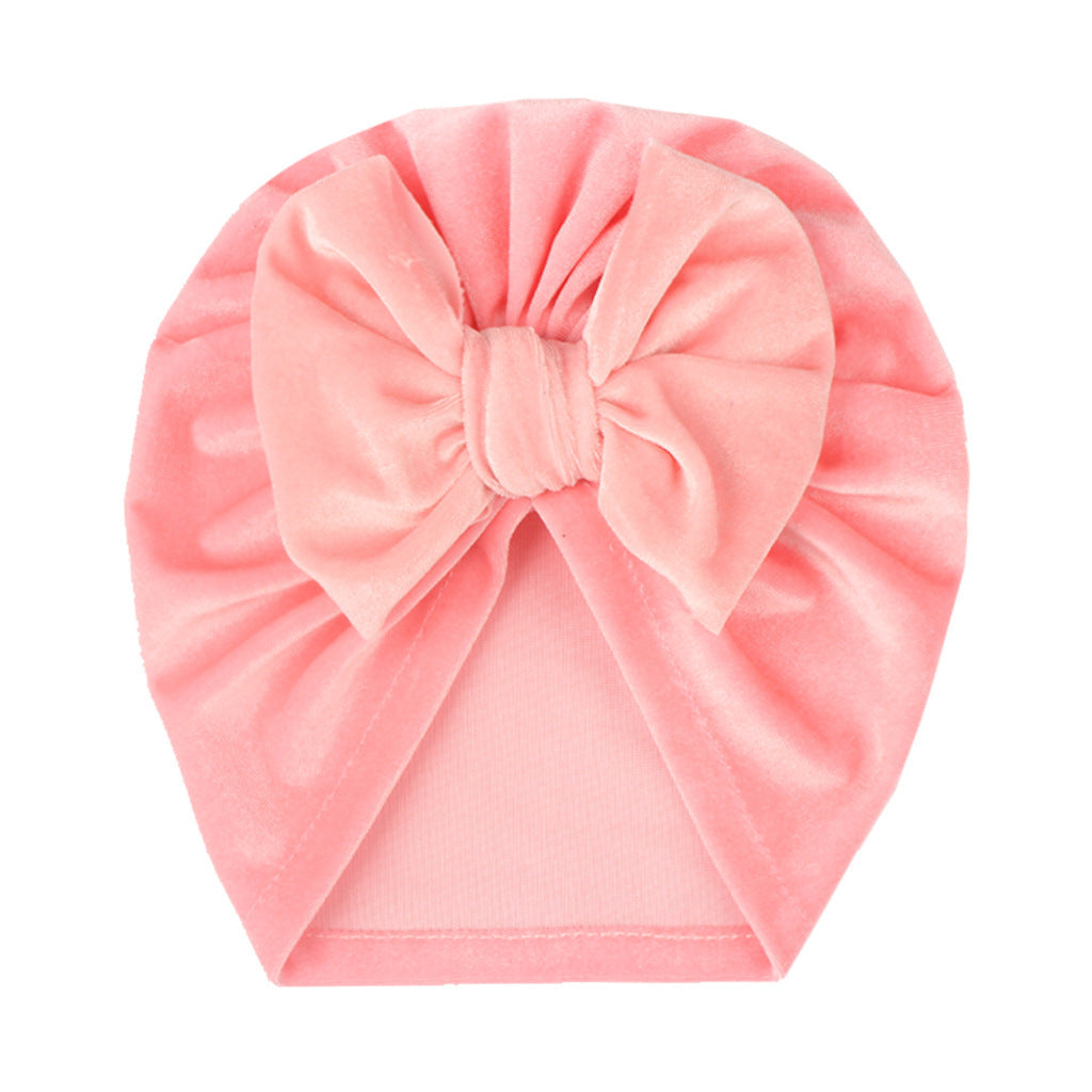 Children's Warm Hat Bow Gold Veet Knotted Kids' Headwear