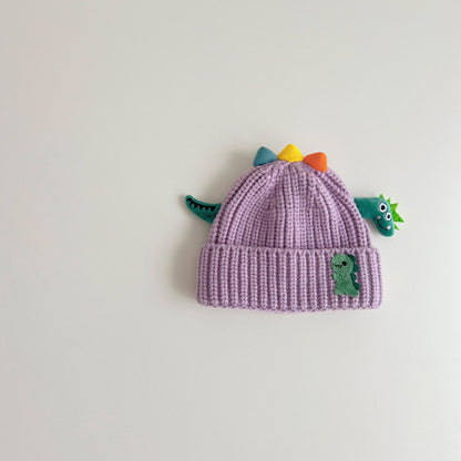 Hat Cartoon Dinosaur Sleeve Knitted Woolen Kids' Headwear