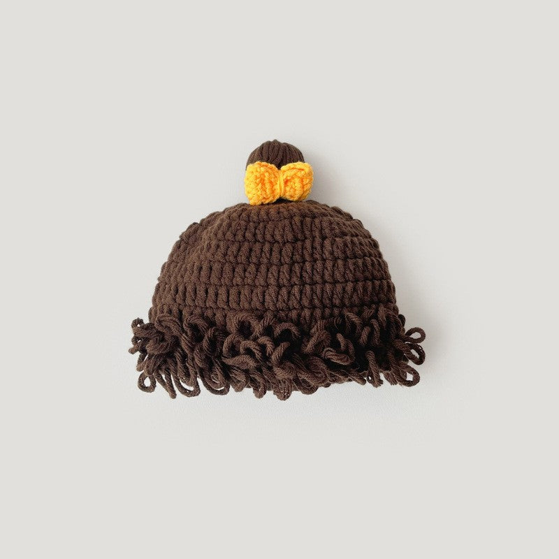 Hat Wig Boys Cute Woolen Sleeve Kids' Headwear