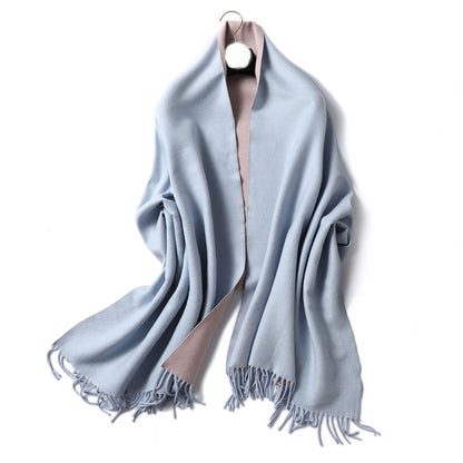 Women's & Men's Cashmere Winter Thickened Warm Double-sided Two-color Scarfs