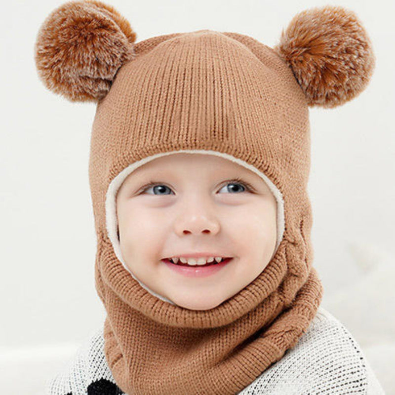 Children's Earflaps Slipover Boys Knitted Wool Hooded Kids' Headwear