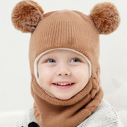 Children's Earflaps Slipover Boys Knitted Wool Hooded Kids' Headwear