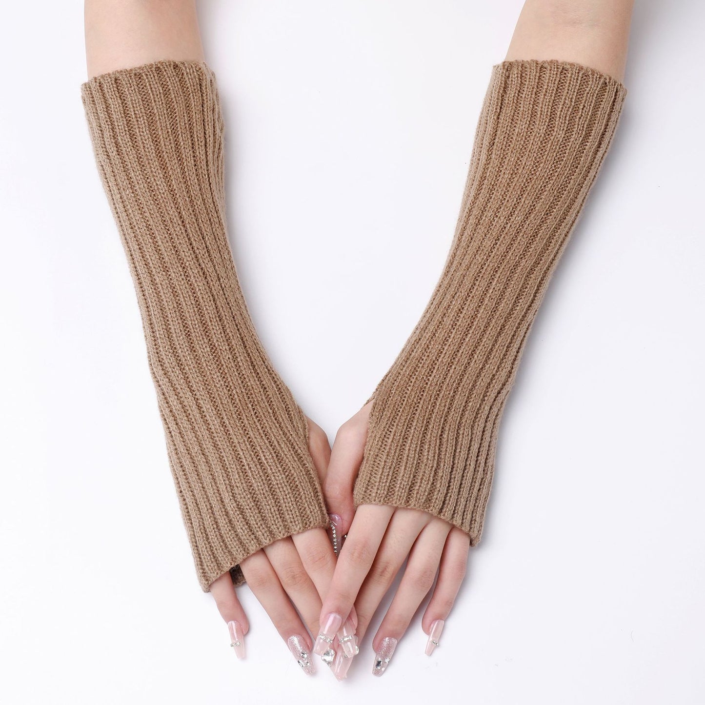 Women's & Men's Striped Wool Oversleeve Mid-length Knitted Warm Gloves