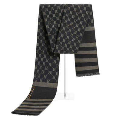 Men's Jacquard Letters Versatile Fashion British Striped Scarfs