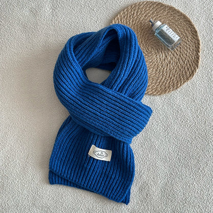 Women's & Men's Color Korean Style Solid Woolen Knitted Scarfs