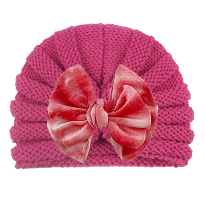 Children's Knitted Hat Cute Bowknot Wool Kids' Headwear