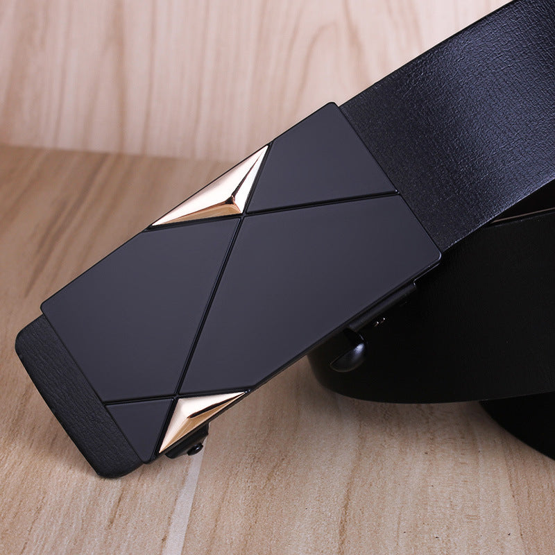 Men's Leather Toothless Automatic Buckle Waist Seal Belts